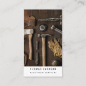 Handyman Carpenter Tools Foto QR Code Visitenkarte (Vorderseite)