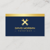 Handyman Construction Logo Navy und Gold Visitenkarte (Vorderseite)