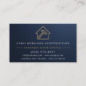 Handyman Construction Metallic Gold Navy Blue Visitenkarte (Vorderseite)