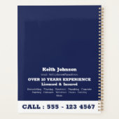 Handyman Construction Navy Blue Custom Ernennung Planer (Rückseite)