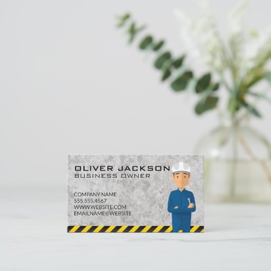 Handyman Construction Worker Visitenkarte (Stehend Vorderseite)