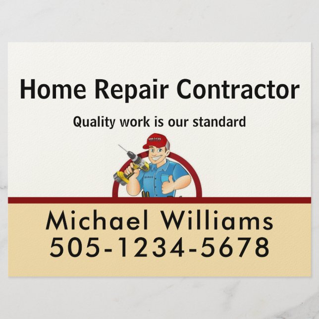 Handyman Contractor Home Repair Advertise Briefbogen (Vorderseite)