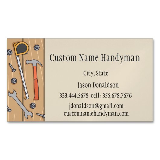 Handyman Custom Carpenter Magnetische Visitenkarte (Vorderseite)