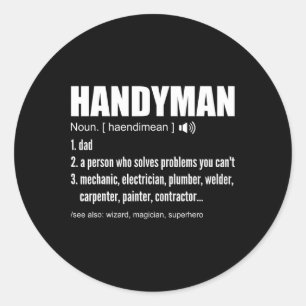 Handyman Definition T-Shirts Funny Vater Handyman Runder Aufkleber