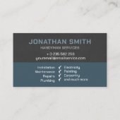 Handyman-Dienste - Blaugraue Werkzeuge Visitenkarte (Rückseite)