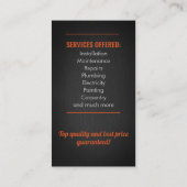 Handyman-Dienste Visitenkarte (Rückseite)