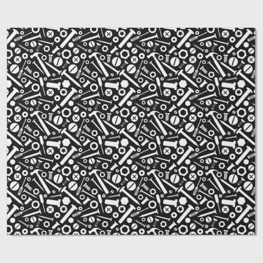 Handyman DIY Minister Fixit Hammer Nuts Bolts Tool Geschenkpapier (Flach)