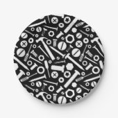 Handyman DIY Minister Fixit Hammer Nuts Bolts Tool Pappteller (Vorderseite)