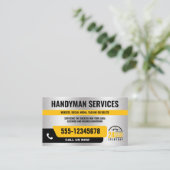HANDYMAN DRUCKREPARATUR 24/SILBER SCHWARZGELB VISITENKARTE (Stehend Vorderseite)