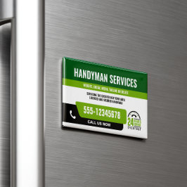 HANDYMAN FIX IT TYP DRINGEND REPARATUR SCHWARZ GRÜ MAGNETISCHE VISITENKARTE