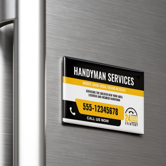 HANDYMAN FIX IT-TYP DRINGEND REPARATURBLACK YELLOW MAGNETISCHE VISITENKARTE