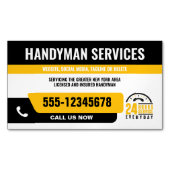 HANDYMAN FIX IT-TYP DRINGEND REPARATURBLACK YELLOW MAGNETISCHE VISITENKARTE (Vorderseite)