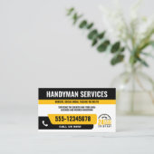 HANDYMAN FIX IT-TYP DRINGEND REPARATURBLACK YELLOW VISITENKARTE (Stehend Vorderseite)