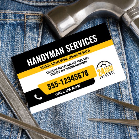 HANDYMAN FIX IT-TYP DRINGEND REPARATURBLACK YELLOW VISITENKARTE