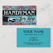 Handyman for Hire Business Cards - Blue Red Visitenkarte (Vorne/Hinten)