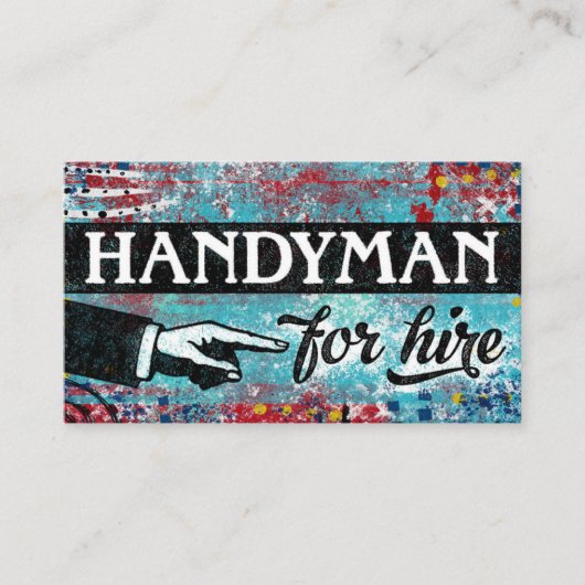 Handyman for Hire Business Cards - Blue Red Visitenkarte (Vorderseite)