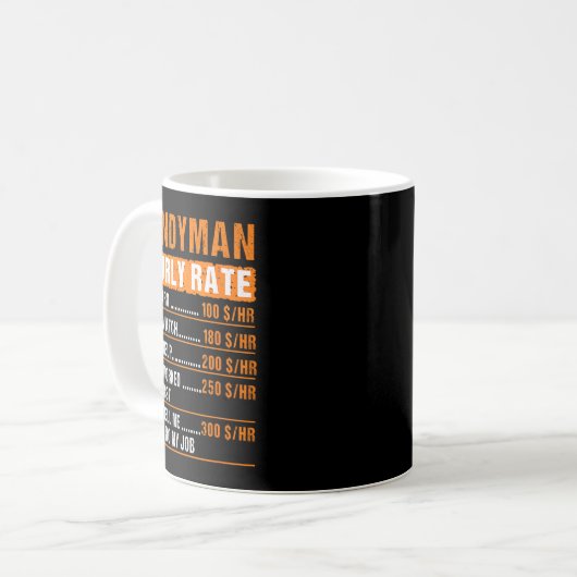 Handyman Funny Hourly Rate Meme - Daddy Grandpa Kaffeetasse (Vorderseite Links)