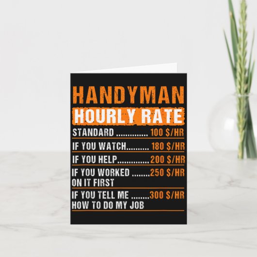 Handyman Funny Hourly Rate Meme - Daddy Grandpa  Karte (Vorderseite)