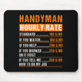 Handyman Funny Hourly Rate Meme - Daddy Grandpa Mousepad (Vorne)