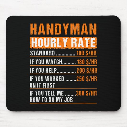 Handyman Funny Hourly Rate Meme - Daddy Grandpa  Mousepad (Vorne)