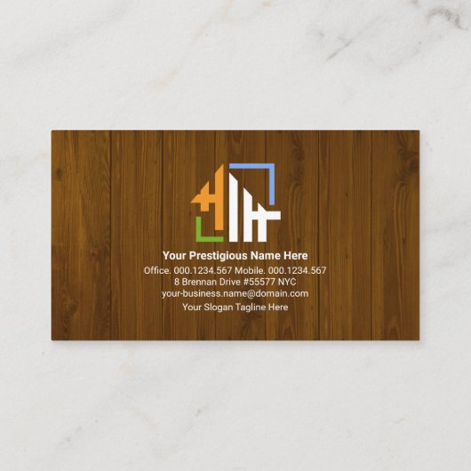 Handyman für Holzkörner-Hammer-Holzpaneelbauer Visitenkarte (Rückseite)