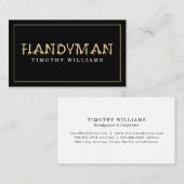 Handyman Gold & Black Modern Visitenkarte (Vorne/Hinten)