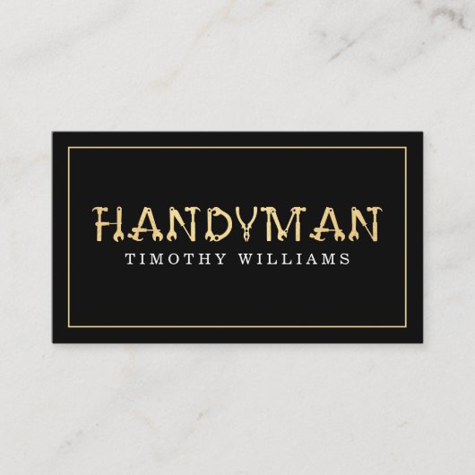 Handyman Gold & Black Modern Visitenkarte (Vorderseite)