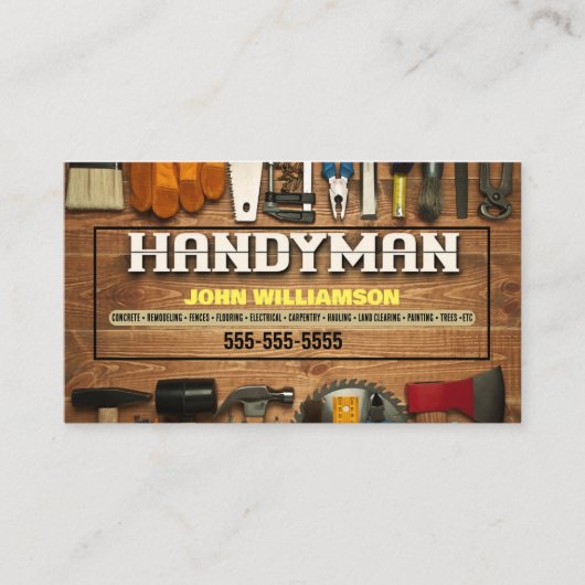 Handyman Hammer and nails Business Card Visitenkarte (Vorderseite)