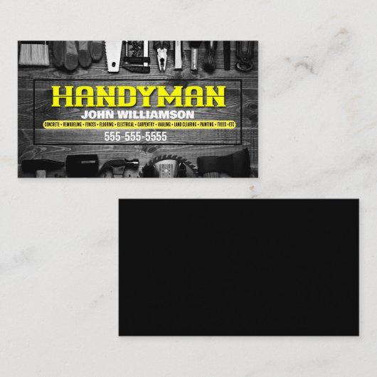 Handyman Hammer and nails Business Card Visitenkarte (Vorne/Hinten)