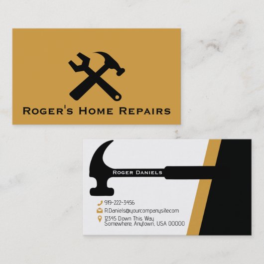 Handyman Hammer Business Card Treuekarte (Vorne/Hinten)