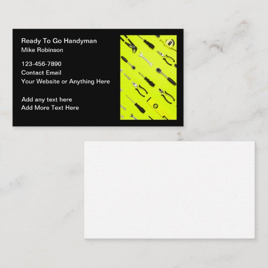 Handyman Hand Tools Theme Business Cards Visitenkarte (Vorne/Hinten)