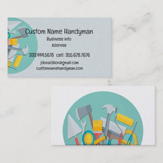Handyman Herr Fixit Custom Business Cards Visitenkarte (Vorne/Hinten)