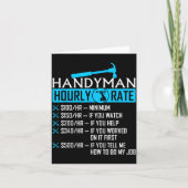 Handyman Hourly Rate Humor Carpenter Funny Handy M Karte (Vorderseite)