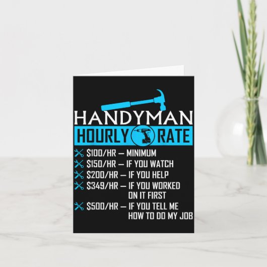 Handyman Hourly Rate Humor Carpenter Funny Handy M Karte (Vorderseite)