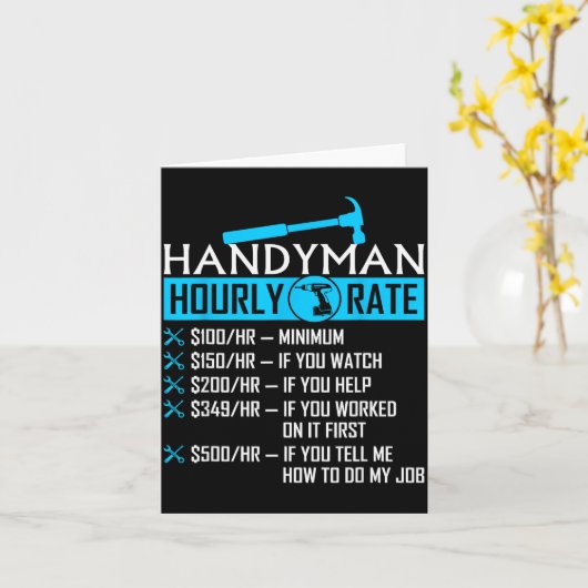 Handyman Hourly Rate Humor Carpenter Funny Handy M Karte (Gelbe Blume)