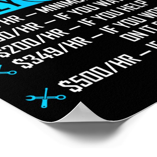 Handyman Hourly Rate Humor Carpenter Funny Handy M Poster (Ecke)