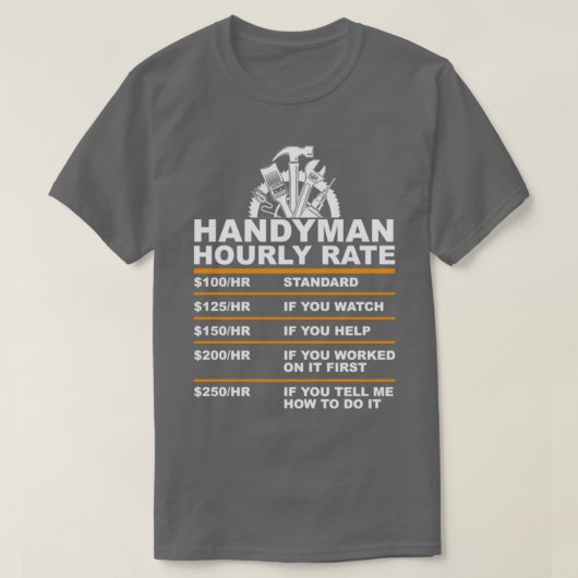 Handyman HOURLY RATE ni T-Shirt (Design vorne)
