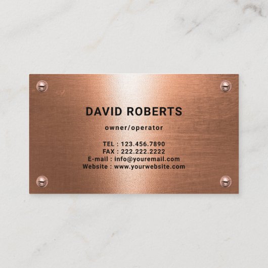 Handyman House Repair Maintenance Kupfer-Mitarbeit Visitenkarte (Rückseite)