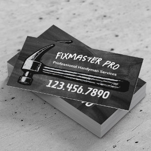 Handyman House Repair Service Retro Hammer Chalk Visitenkarte