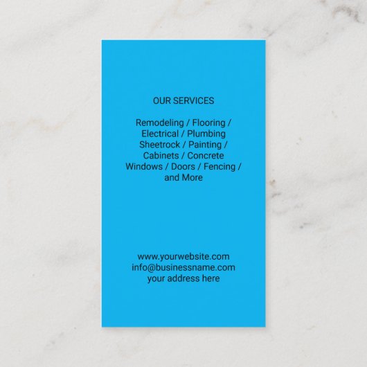 Handyman Klempner Reparaturservice Minimalistisch Visitenkarte (Rückseite)