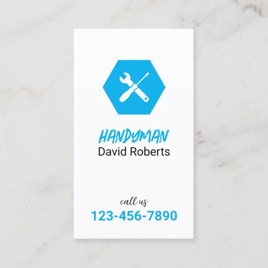 Handyman Klempner Reparaturservice Minimalistisch Visitenkarte (Vorderseite)