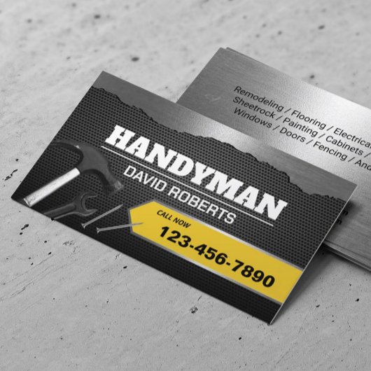 Handyman Maintenance Plumbing Service Imitat Metal Visitenkarte