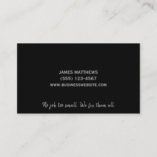 Handyman Maintenance Reparaturservice Metall Visitenkarte (Rückseite)
