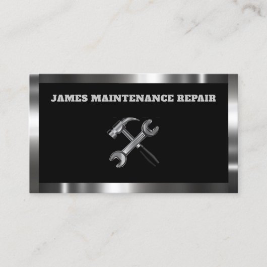 Handyman Maintenance Reparaturservice Metall Visitenkarte (Vorderseite)
