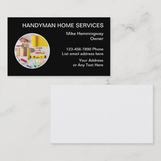 Handyman Moderner Beruflicher Stil Visitenkarte (Vorne/Hinten)