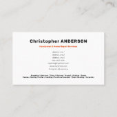 Handyman - Monogram-Orange für Hardware-Tools Visitenkarte (Rückseite)