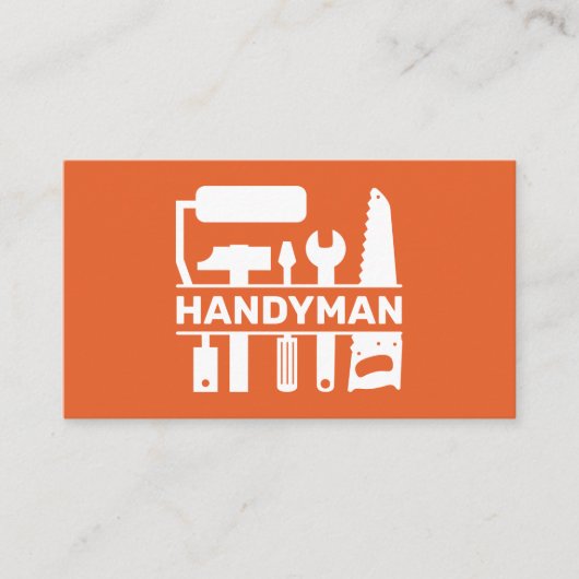 Handyman - Monogram-Orange für Hardware-Tools Visitenkarte (Vorderseite)