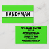 Handyman Neon Green Business Card Visitenkarte (Vorne/Hinten)