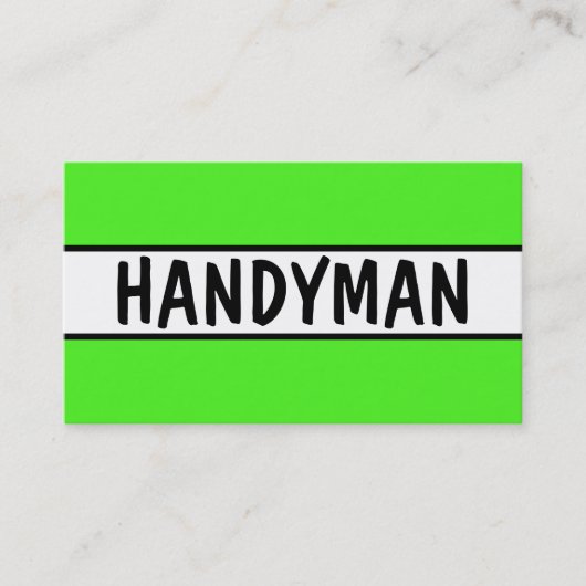 Handyman Neon Green Business Card Visitenkarte (Vorderseite)