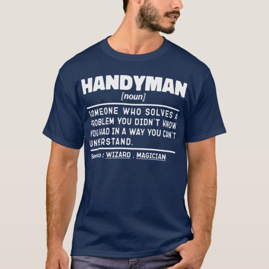 Handyman Noun definiert Sarcastic Worker Cool Vate T-Shirt (Vorderseite)